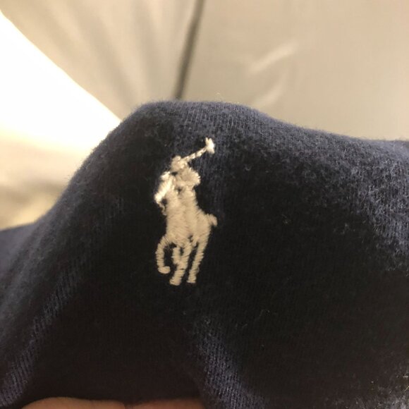 Polo Ralph Lauren Men's Crewneck Tee Shirt Large Navy BLue V-Neck Short Sleeve - Picture 4 of 9